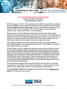 Corporate Welfare Press Release