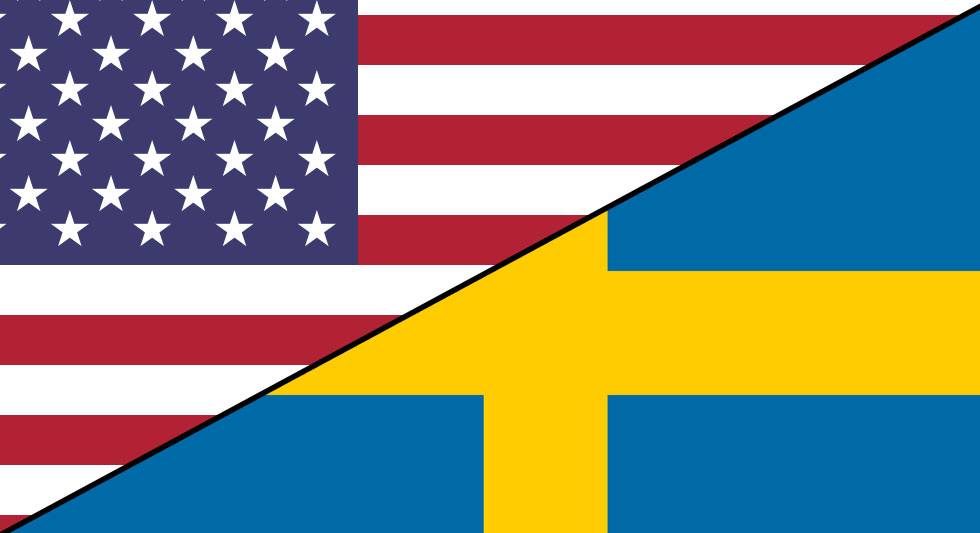 U.S. and Swedish flags